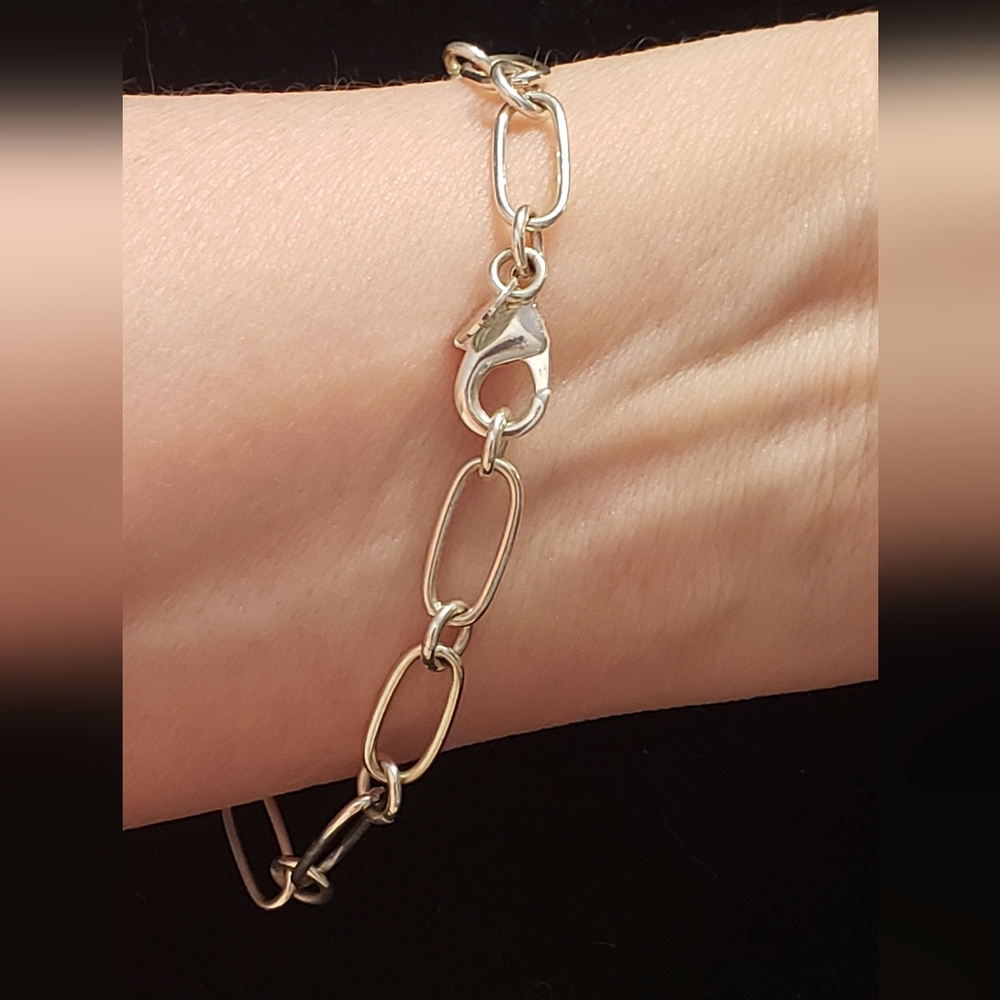 Bracelet Sterling Stamped 925 NEW Classic Paper Clip Link Style White Silver LUV - Picture 3 of 7